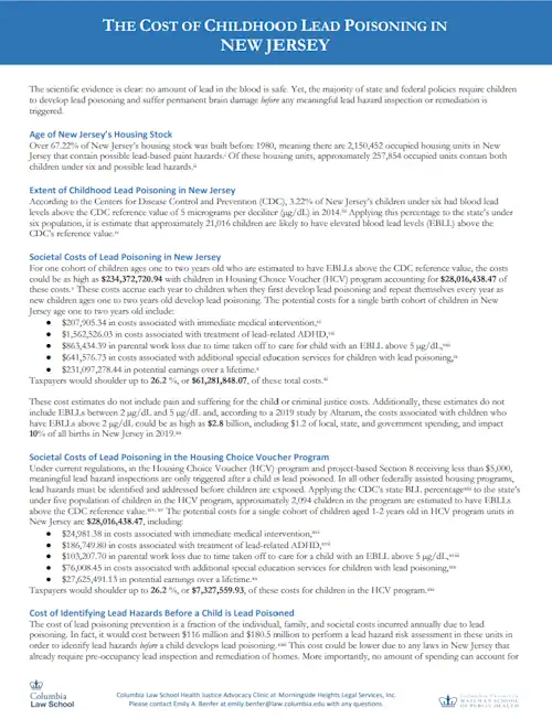 Publication: Cost of childhood lead poisoning
