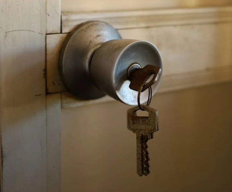 Keys hanging from a door lock